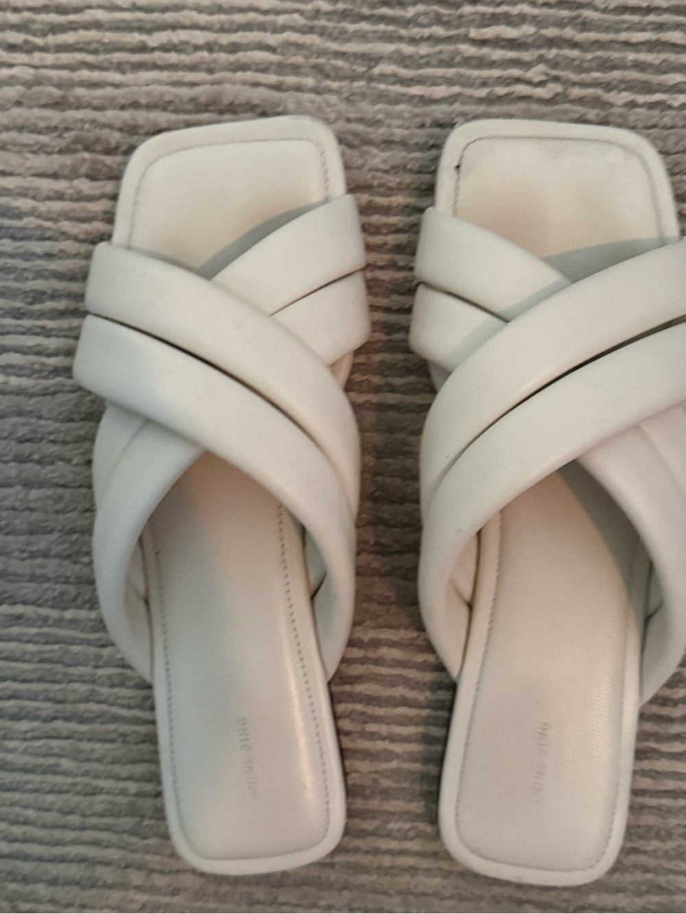Annie Bing Leather Slides 9 White Crisscross Slide Sandals - Women